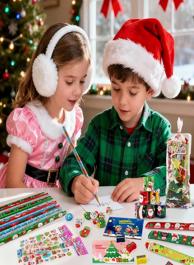 OCHIDO 192 PCS Christmas Party Favors for Kids, Christmas Stationery Set for Stocking Goodie Bag Stuffers, Classroom Christmas Gifts Exchange, School Games Reward Prizes - Image 5